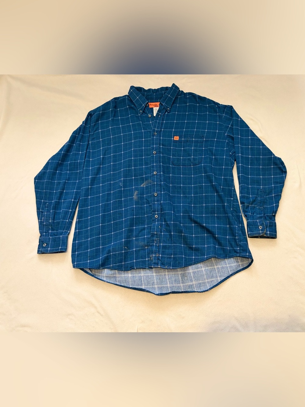 Wrangler Men’s 20X FR DISTRESSED Plaid Workwear Long Sleeve Shirt XL